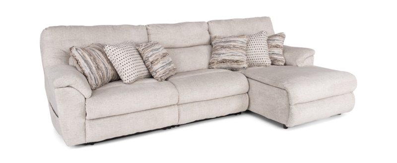 Oatmeal Beige Power Reclining Sectional Massage Bustle Back