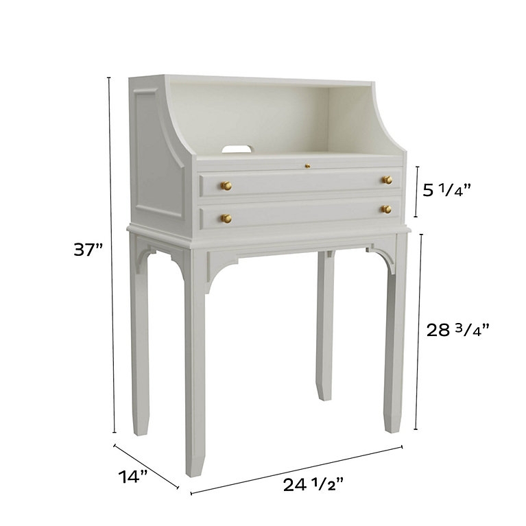 Off-White Secretary Desk with Arched Leg Brackets