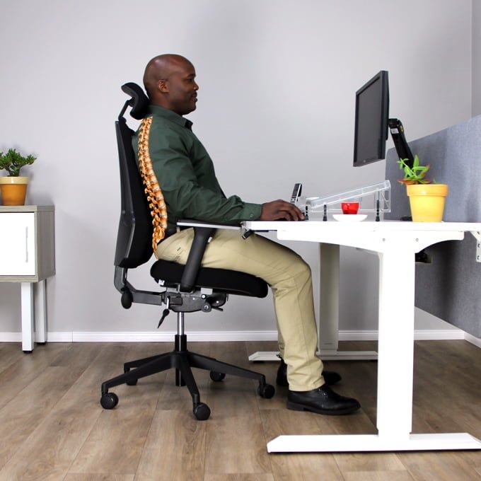 Office Chair in Matte Black with Adjustable Headrest and Five Spoke Base