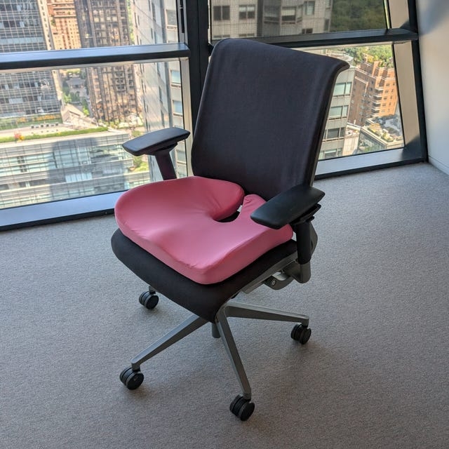Office Chair: Soft Pink Ergonomic Cushion with U-Shaped Cutout