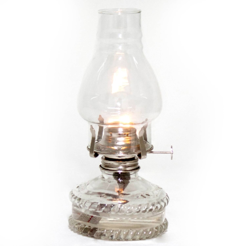 Oil Lamp Farmhouse Clear Glass Textured Rope Pattern Base Lighting