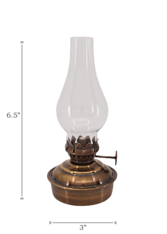 Oil Lamp Mini Scale Antique Brass Tiered Base Traditional Decor