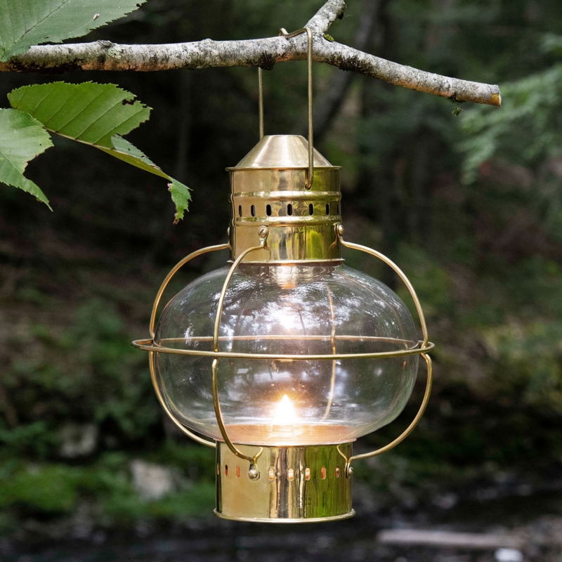 Oil Lantern Polished Brass Onion Globe Wire Cage