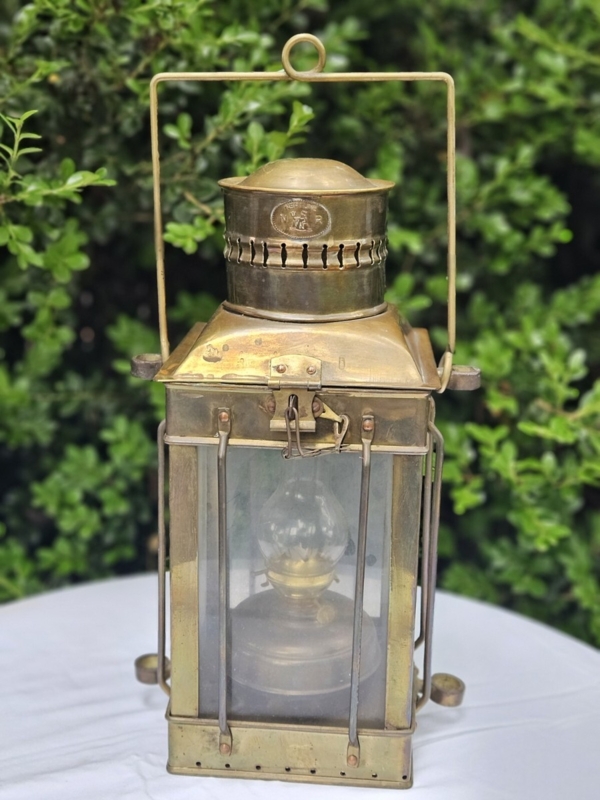 Oil Lantern Weathered Brass Neptune Branding Original Patina