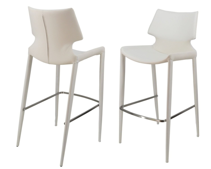 Open Back Bar Stool featuring Upholstered Tapered Legs