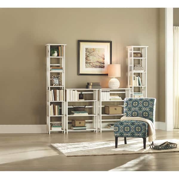 Open Bookcase Modular Stacking System, Tapered Legs, White Finish