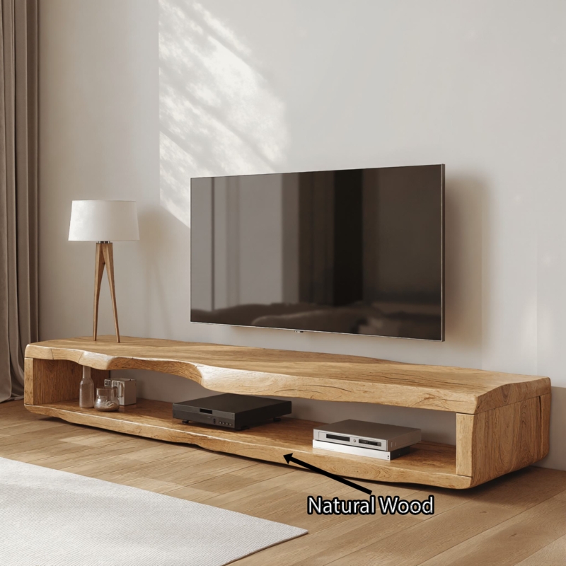 Organic Modern Media Console featuring Live Edge Silhouette