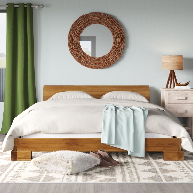 Organic Platform Bed Block Leg Base Integrated Headboard