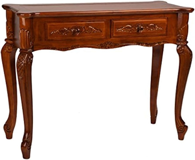 Ornate Console Table featuring Carved Details and Scrolled Feet