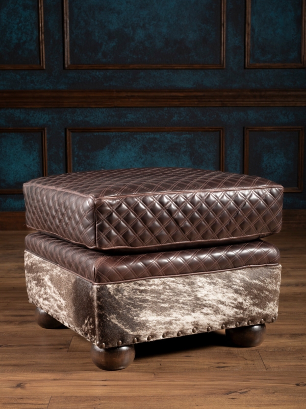 Ottoman with Axis Hide Base and Diamond Quilted Top