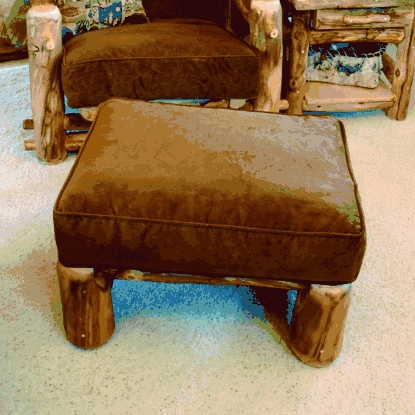 Ottoman with Log Legs and Mountain Woods Style