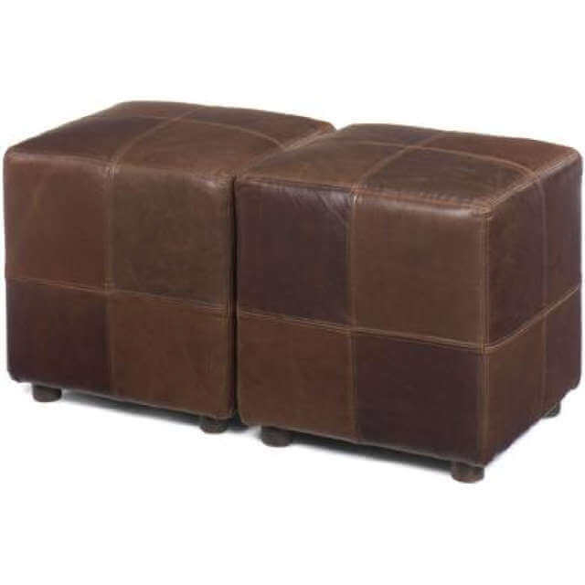 Ottoman with Paneled Design and Rustic Distressed Finish
