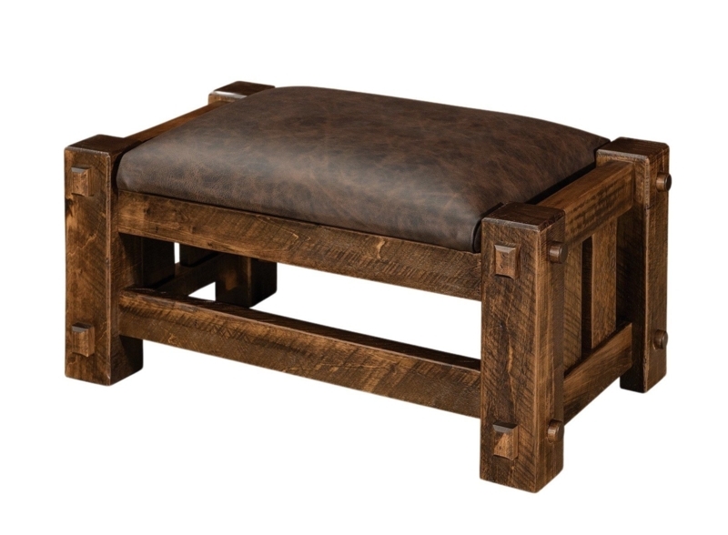 Ottoman with Rough Sawn Wood and Exposed Joinery