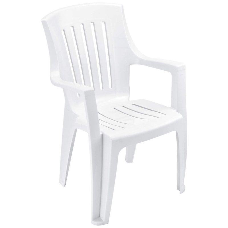 Outdoor Armchair Resin Matte Slatted Back Stackable Vented Seat Patio