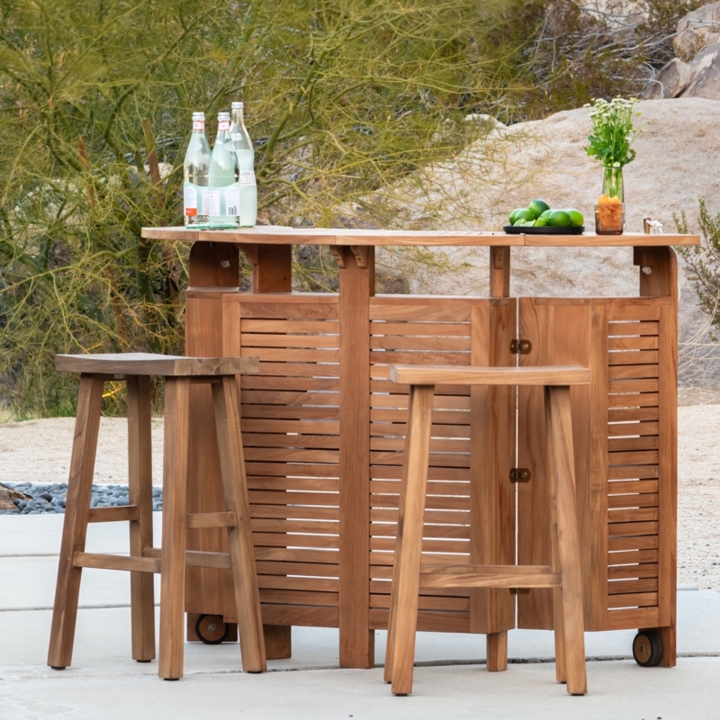 Outdoor Bar Set with Louvered Panels and Foldable Countertop