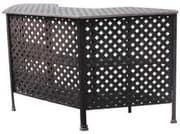 Outdoor Bar with Perforated Lattice Design, Matte Black Metal Finish