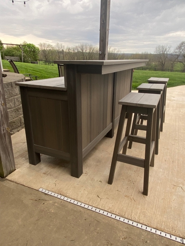 Outdoor Bar with Two-Tier Counter and Charcoal Grey Finish