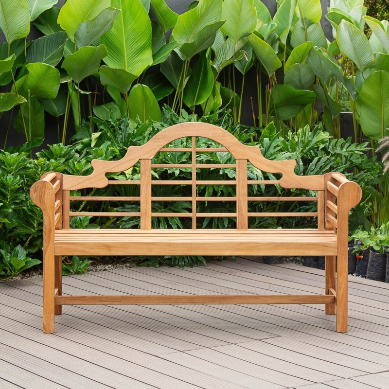 Outdoor Bench: Lutyens Style, Arched Backrest, Teak Wood.