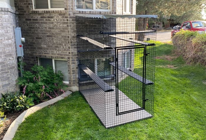 Outdoor Catio Matte Black Metal Protective Canopy