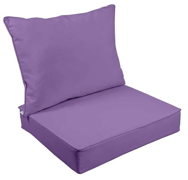 Outdoor Cushion Set Purple Boxed Edges Piping Waterproof Loveseat