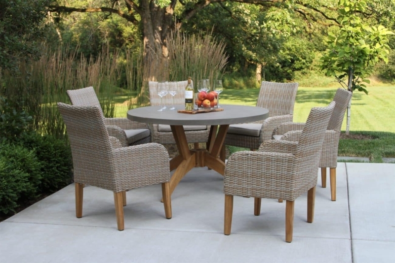 Outdoor Dining Chair Ash Wicker Teak Legs Barrel Back Patio Seating