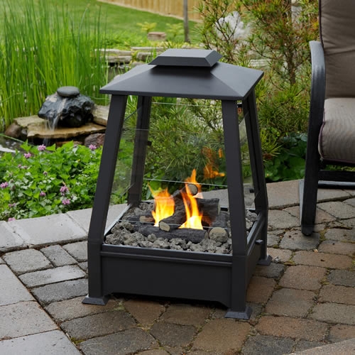 Outdoor Fireplace Lantern Silhouette Tiered Lid Matte Black