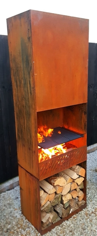 Outdoor Fireplace Vertical Orientation Grill Grate Corten Steel