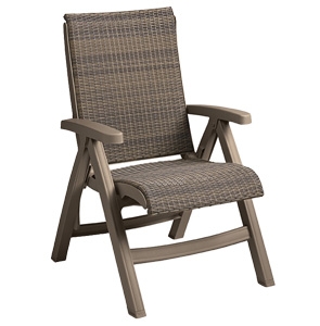 Outdoor Folding Chair, Taupe Resin Armchair, High Back