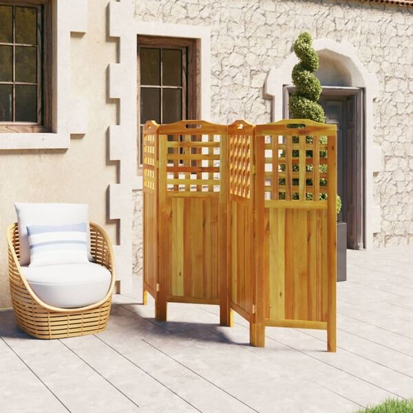 Outdoor Folding Privacy Screen Lattice Top Integrated Handles 4 Panel