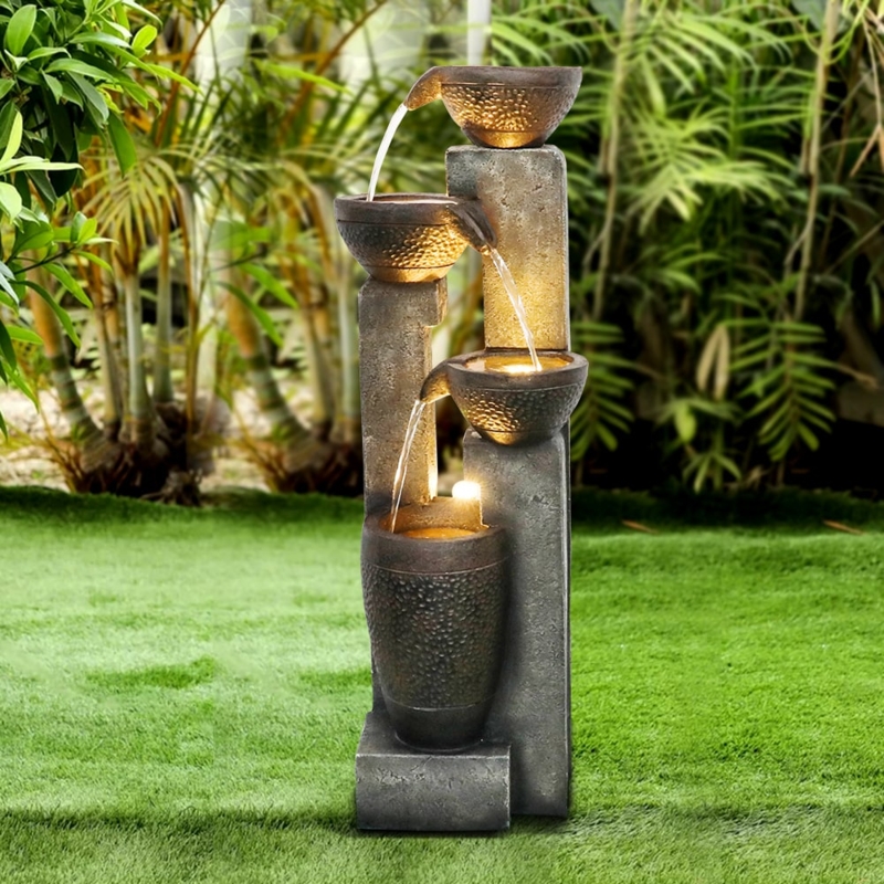 Outdoor Fountain: Offset Pillar Design for Zen Water Feature