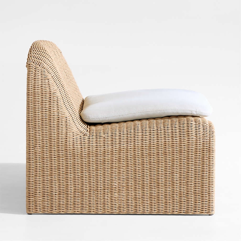 Outdoor Lounge Chair Armless Design Solid Base Textured Coastal Patio