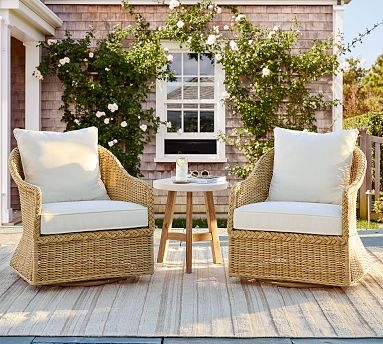 Outdoor Lounge Chair Chunky Wicker Weave Swivel High Back Patio Seat