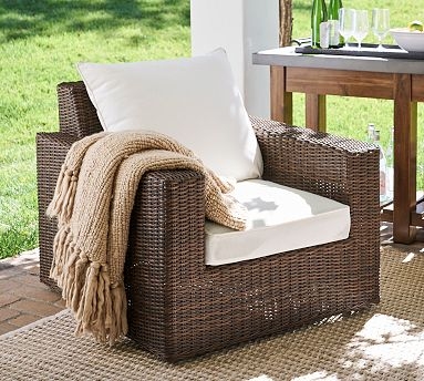 Outdoor Lounge Chair Square Arm Swivel Espresso Wicker Patio Chair