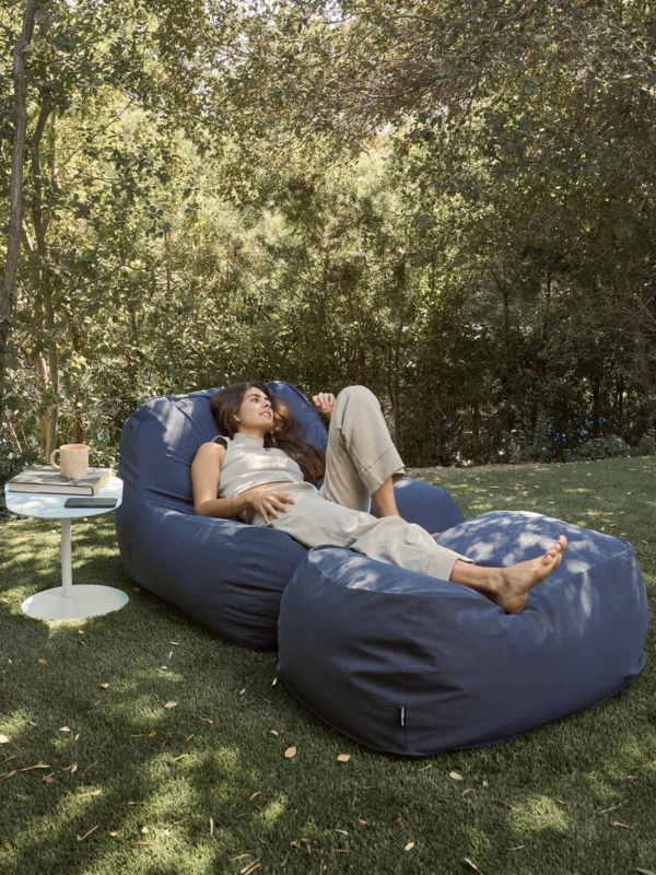 Outdoor Lounge Chair Two Piece Set Navy Blue Soft Structured Form