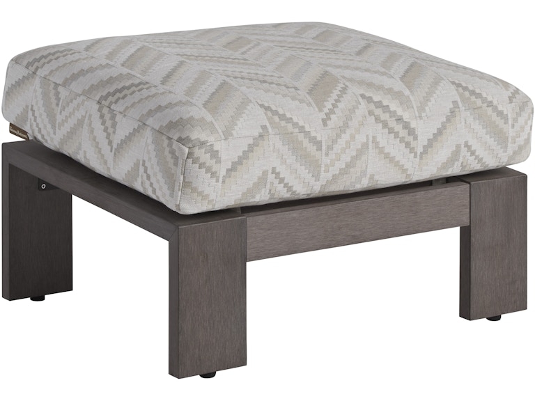 Outdoor Ottoman: Chevron Pattern, Box Cushion, Weathered Charcoal