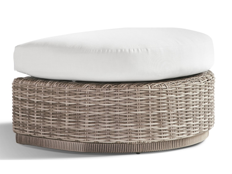 Outdoor Ottoman, Half Round Shape with Ribbed Plinth Base