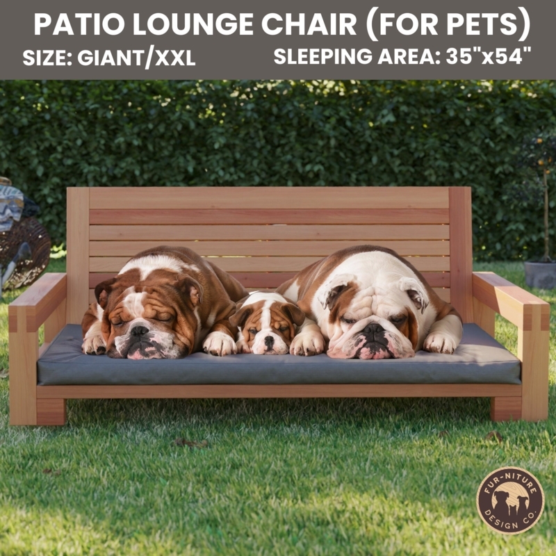 Outdoor Pet Bed Horizontal Slats, Modern Wooden Dog Lounge Chair