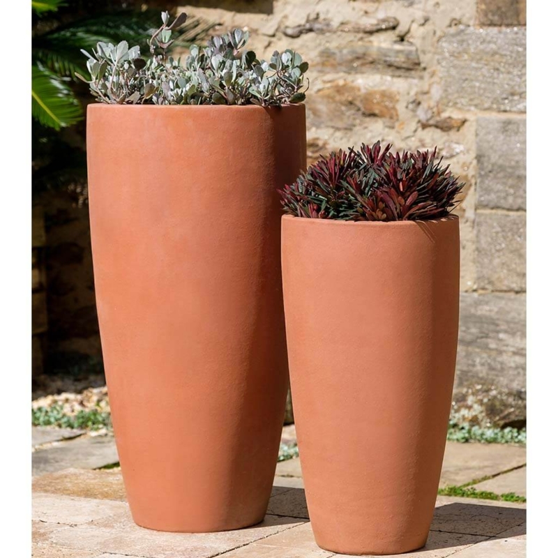 Outdoor Planters, Terra Rosa Ceramic-Like Matte Tapered Set