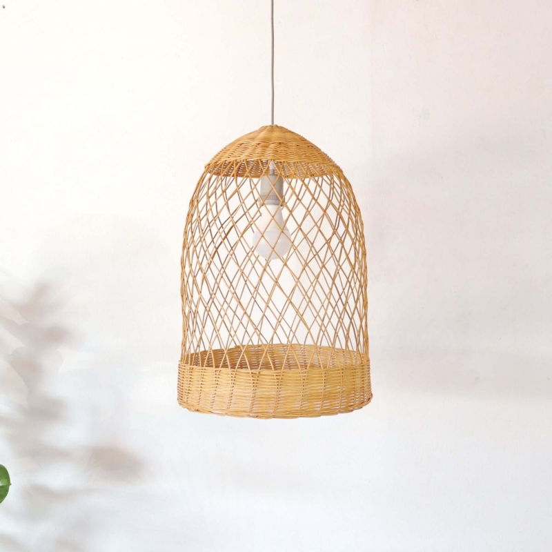 Outdoor Rattan Pendant Light - Hanging Globe - Black & Natural -  THAIHOMESHOP