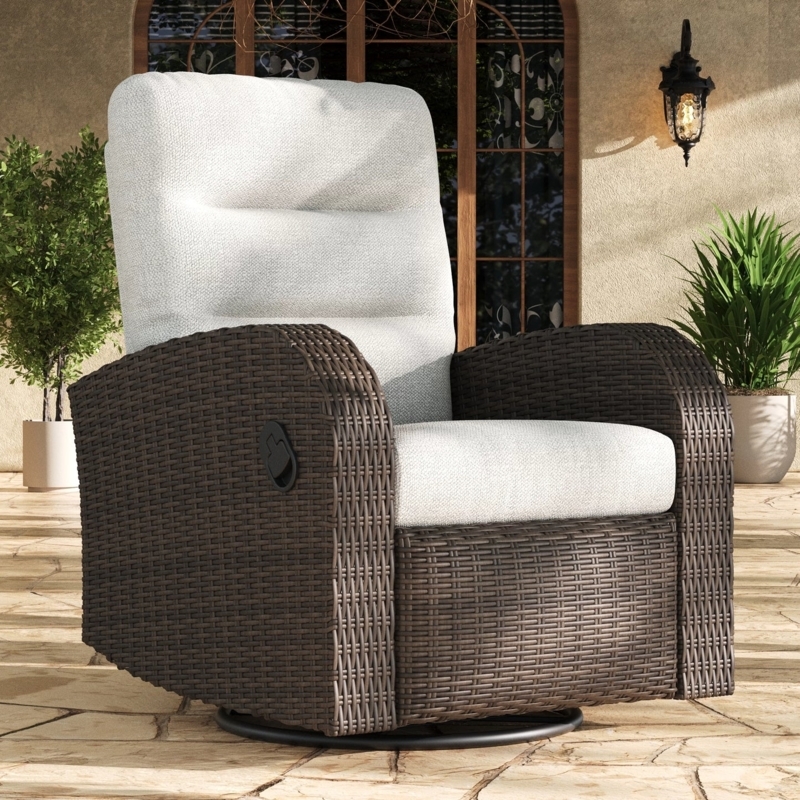 Outdoor Recliner Oversized Swivel Glider, Wicker Outdoor Recliner Chair