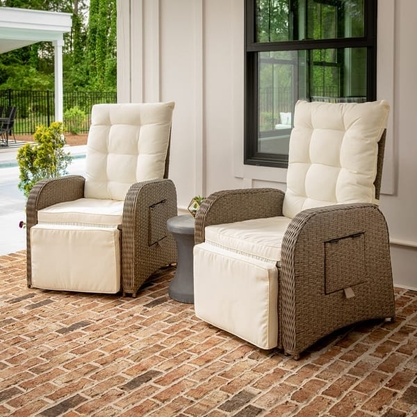 Outdoor Recliner Weathered Wicker Weave, Weathered Wicker Outdoor Seating