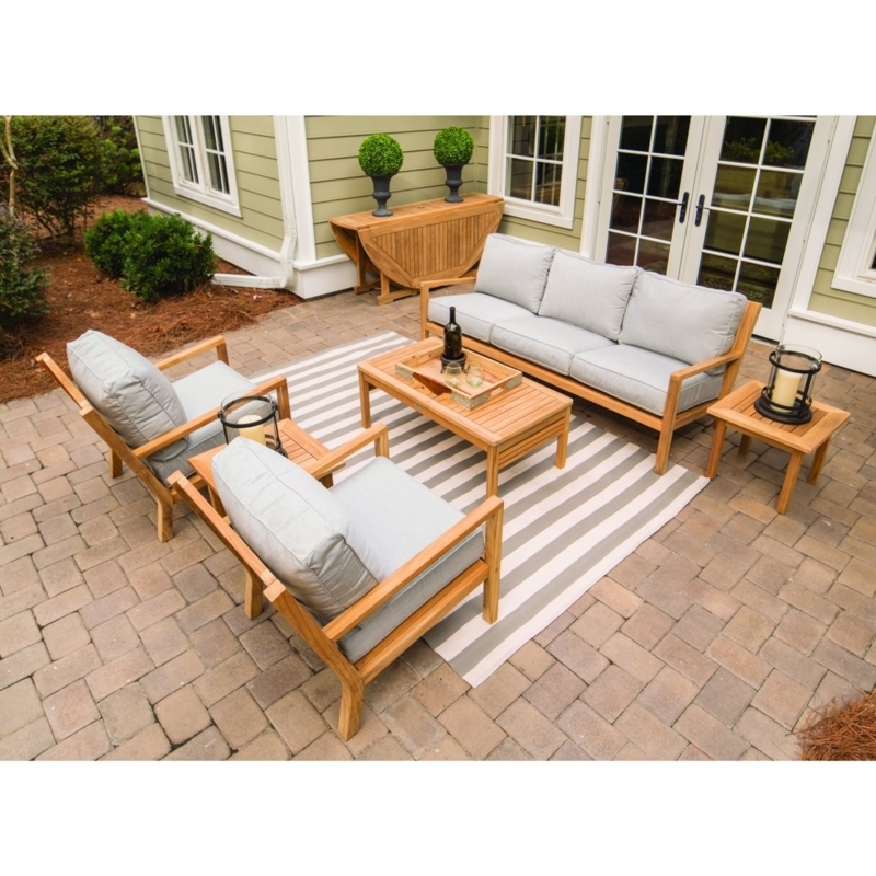 Outdoor Seating Set Deep Seating Coastal Transitional Striped Area Rug