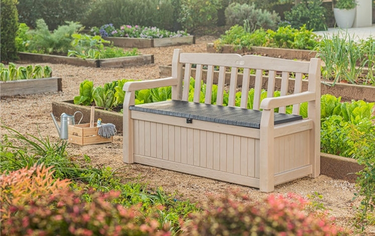 Outdoor Storage Box Keter Eden 70-Gallon Resin Storage Bench  Outdoor  Patio Seat With Lockable Lid, Weather-Resistant Outdoor Bench With Storage