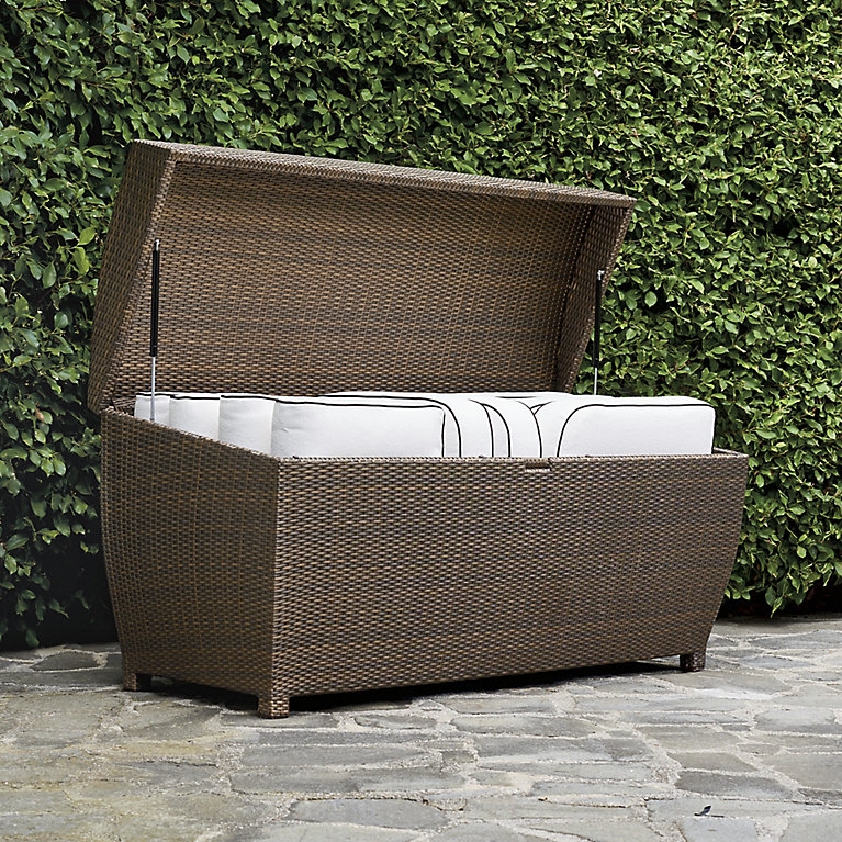 Outdoor Storage Chest with Hydraulic Lift and Piped Cushions