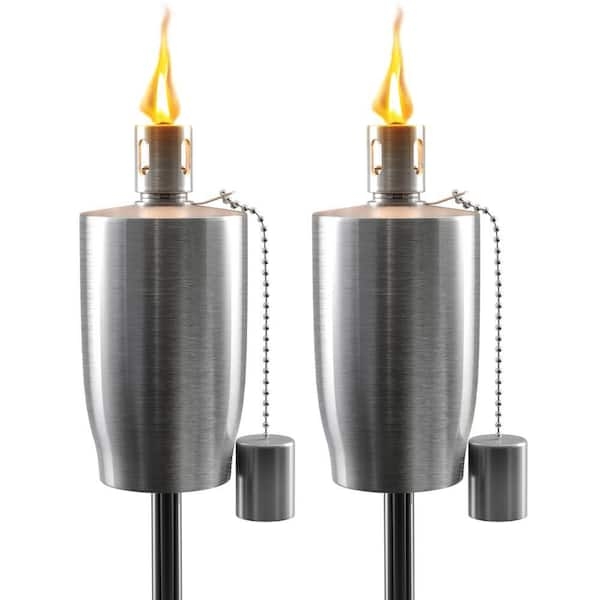 Outdoor Torch Brushed Metal Cylindrical Body Snuffer Cap