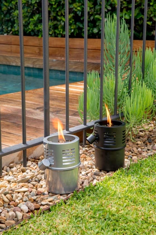 Outdoor Torches Vented Top Horizontal Slats Modern Industrial