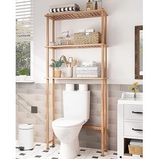 Over Toilet Shelf Bamboo 3-Tier Rack with Slatted Shelves for Bathroom