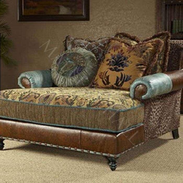Oversized Chaise, Bohemian Patchwork, Teal Rolled Arms