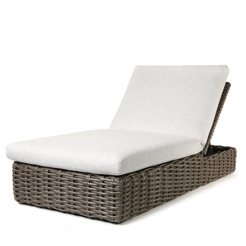 Oversized Outdoor Chaise Lounge Woven Wicker Plinth Base Adjustable