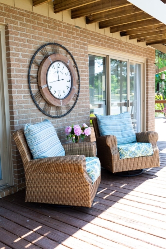 Oversized Outdoor Wall Clock Woven Rattan Mixed Patterns